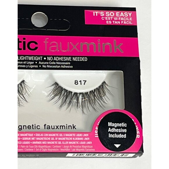 Ardell Lashes False Eyelashes Fake Magnetic Strip Lash Black Faux Mink 817 - Picture 3 of 5